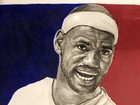 True 1 1 Original Lebron James Art Nba Logo W  Coa Auto Artist Tamir Barkan