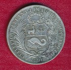 Peru 1890 Un Sol Silver Coin   very Nice Lightly Circulated   Ships Free  