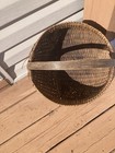 Large Antique Primative Woven Splint Buttocks Bottom Egg Basket 12x12x13    Across