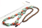 Old Tibetan Turquoise   Coral Prayer Beads   Practitioner   s Mala Natural Patina
