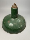 Vintage 14  Green Enamel Barn Light Shade Industrial Porcelain Gas Station