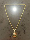 Custom Men s 14k Gold Stamp Rope Eagle Snake 24 Inches   4mm Plated Necklace