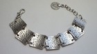 Vtg Hammered Aluminum Square Panel Link Bracelet W ottoman Empire 5 Para Coin 8 