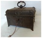 Antique Primitive Hand Wrought Iron Safe Strongbox With Key