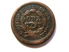 1843 Braided Hair Liberty Head Large Cent With Vf Details   Nice Vintage Coin