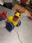 Vintage 1940s Fisher-price Quacky Family Pull Toy Ma Duck With 3 Baby Ducks