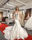Sexy Mermaid Wedding Dresses Spaghetti Straps Lace Appliques Train Bridal Gown