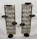 Vintage Pair Of Brass Spiral   Wood Wall Candle Holders 4 Lite Large 26 25  Rare