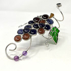 Stained Glass Wine Bottle Decor Purple Pink Grapes Bunch Wire Decoration Sun