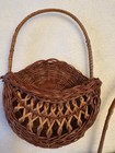 Vintage Wicker Rattan Wall-hanging Pocket Baskets Set Of 3 So Cute  
