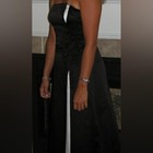 Vintage Michaelangelo Black white Strapless Bridesmaid Gown