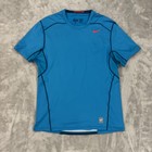 Nike T Shirt Mens Xl Pro Combat Hypercool Blue Red Dri Fit Compression Athletic