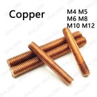 M4 M5 M6 M8 M10 M12 99 9  Pure Copper Threaded Rods Metric Threaded Studs Bolts