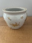 Vintage Jardiniere Planter Pot 6  Porcelain Gold Greek Revival Chinese