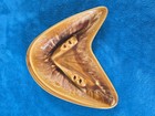 Vintage Drip Glaze Atomic Boomerang Ashtray Ceramic Large Mcm 50 s Brown Gold Lg
