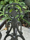 Antique 1920s Wrought Iron Pair Of Andirons Early American Arts   Crafts Fire