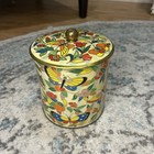 Vintage Designed By Daher Made In England Butterfly Floral Tea Tin Canister