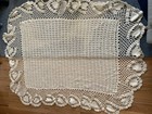 Vintage Handmade Crochet Afghan Throw Blanket Cream Ivory Cottage White 53 X 67   