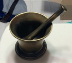 Antique Solid Brass Mortar   Pestle Set Pharmacist Pharnacy Druggist Excellent