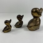 Vintage Set Of 3 Solid Brass Ducks Family