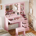 Vanity Desk With Mirror Led Light Makeup Vanity Table W stool Dressing Table