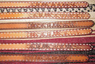 Vtg Western C m Co Tooled  embossed  Buckstitch Leather Belts 6 Pc Size 26 New