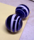 Beauties   Pair Art-glass Marbles 9 16     21mm  Midnight Blue  White Swirl   b 