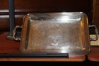 Vintage Leonard Silver Plated Footed Serving Tray Handles Hallmarked 9  X 11 75 