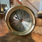 Vintage Brass Bell Clock Co  Ship s Clock 4 1 2  Round Quartz - Usa Made Battery