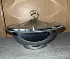 Kromex Serving Dish Bowl With Cover Mid Century Modern Large Casserole Chrome