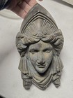 Antique Bronze 1880s Victorian Lady Face Architectural Salvage Wall Sculpture 