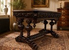 Victorian Carved Oak Table Gothic Jacobean Revival Centre Table C1870
