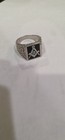 Vintage S925 Sterling Silver Masonic Ring Nugget Band Turquoise Inlay Size 12