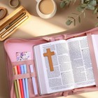 Leather Bible Cover Case For Women  Pink Church Book Holder Organizer