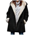 Winter Vintage Button Jackets Women s Warm Fleece Hooded Coat Casual Mid-length