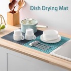  Silicone Dish And Cup Drying Mat - Extra Large Trivet For Hot Dishes  8-teal