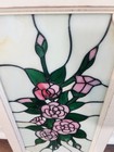Vtg Framed Stained Glass Panel Rose Flowers Hanging Window Suncatcher 18   x10   