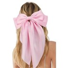 Pink Satin Stylish Bow With Big Ribbon Hair Clip All Hair Types Non Slip