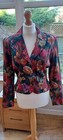 Vintage Monsoon Twilight Red Floral Print Jacket Blazer Fits 8 10 Rose Button Up