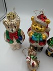 Blown Glass Teddy Bear Christmas Ornaments Vintage Lot Of 5