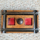 Ink Well Desk Set   Solid Wood Base   Two Glass Inkwells   Antique