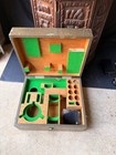 Vintage Wood Microscope Case Fitted Green Felt Interior Lab Instrument Box 14 