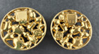 Vintage Extra Large Round Gold Tone Rhinestone Shoe Clips Designer Bling
