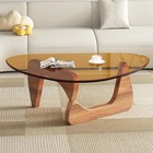 Modern Triangular Coffee Table Tempered Glass Mid-century Living Room Furniture