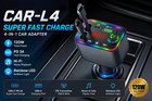 Bluetooth Fm Transmitter Car Charger 4-in-1 Retractable Adapter Fast Charger