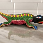 Paula Sanchez Gomez Oaxacan Alebrije Hand-painted Wood Crocodile Sculpture