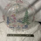 Japan Crystal Clear Studios  Vintage 1992    Christmas Joy    Glass Platter 14 
