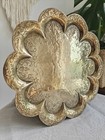 12 Inch Brass Dish Tray Vintage Antique Decorative Indian Scalloped Edge Gold