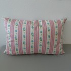 Vtg Feather Pillow Pink Floral Ticking Stripe Filled Standard 19   x16    Estate Nos