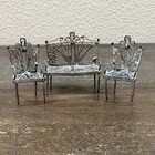Antique Filigree Metal Miniature Furniture  Table Chairs Sofa   Rocking Chair